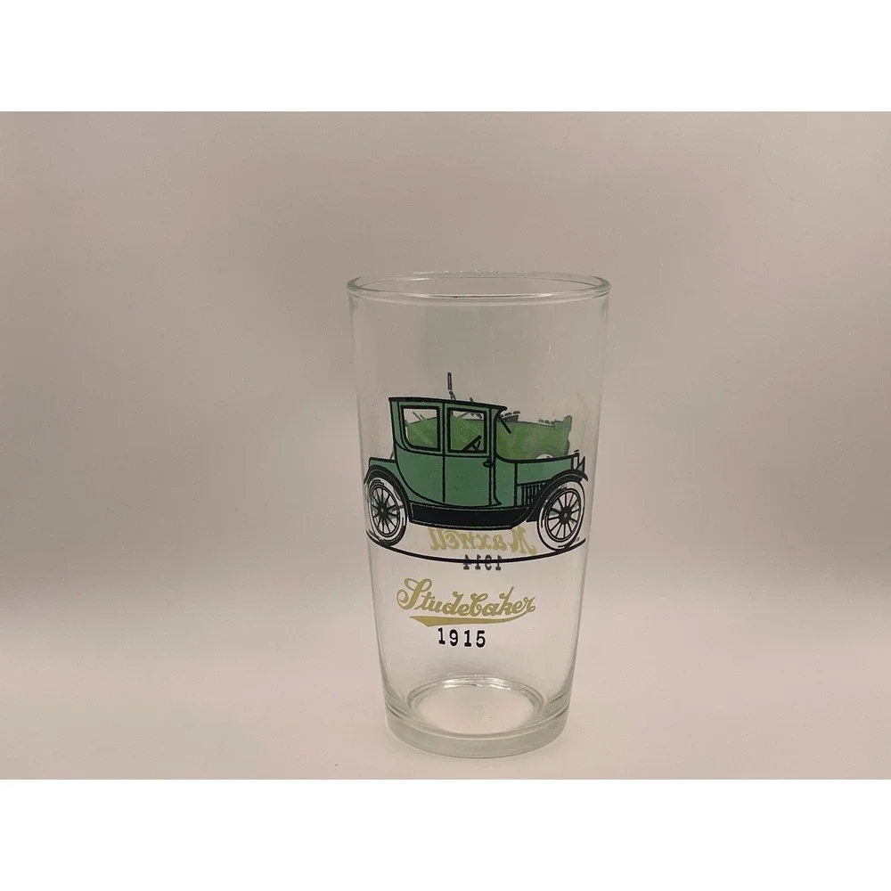 Vtg Hazel Atlas Old Timers Antique Car Glasses Set 4 Mid Century Barware 12oz